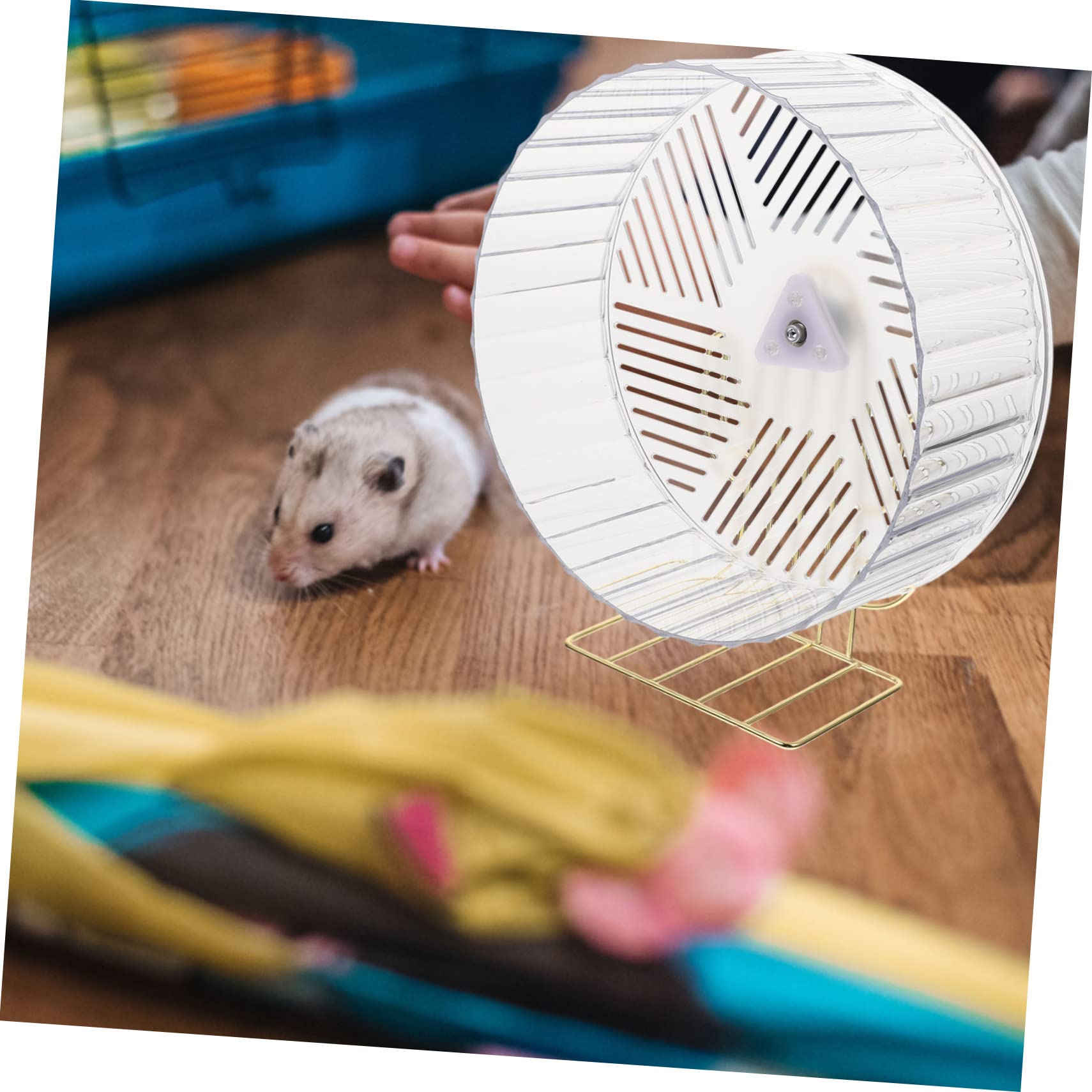 HANABASS Roue D’Exercice pour Hamster, Accessoire pour Petits Animaux, Base Stable, Plastique et Alliage, pour Cage, Réduit L’Ennui et Stimule L’activité