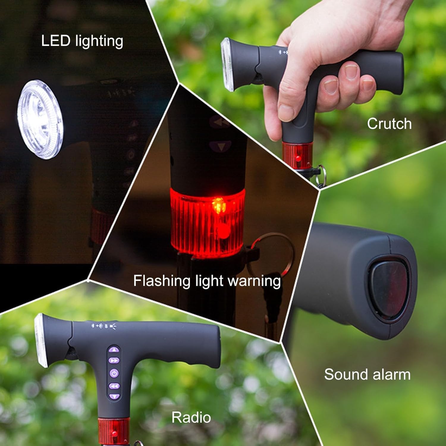 Bastón Plegable Ajustable De 96,5 Cm con Luz Led, Bastón De Altura Regulable En 10 Niveles, Ayuda De Movilidad Ligera Y Portátil para Personas Mayores Y Discapacitadas. A 96.5cm/38in
