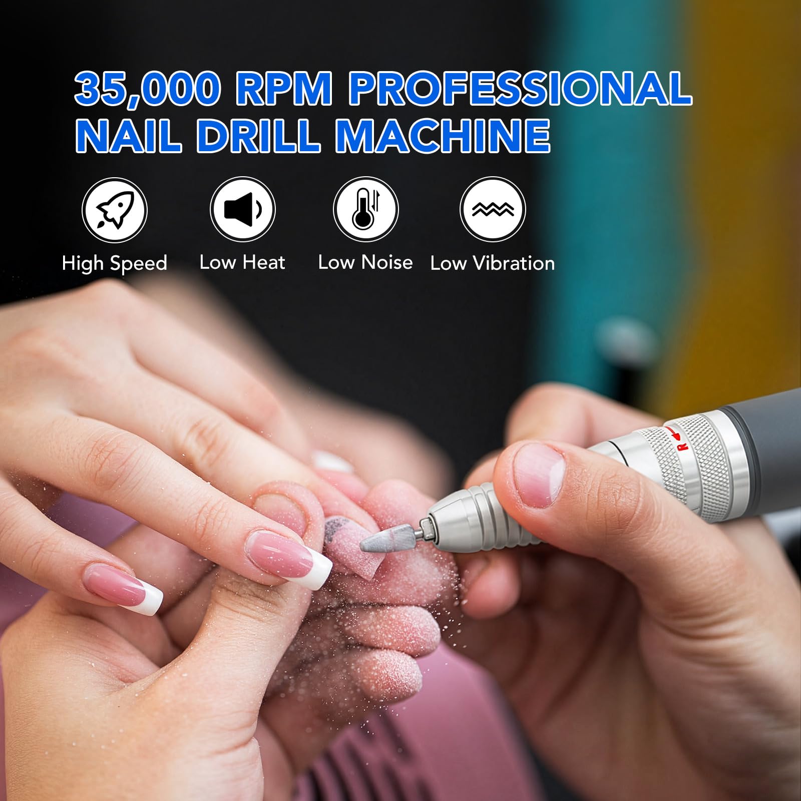 Perceuse à ongles à main pour machine UP200, KUPA KP55, KP60, KP5000, 35000 tr/min, poignée de rechange pour lime à ongles électrique professionnelle, 3 broches pour outil de manucure, faible bruit et