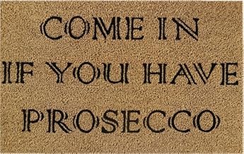 Cost Wise Natural Coir 60cm x 40cm heavy duty doormats with rubber base with humorous message (prosecco)