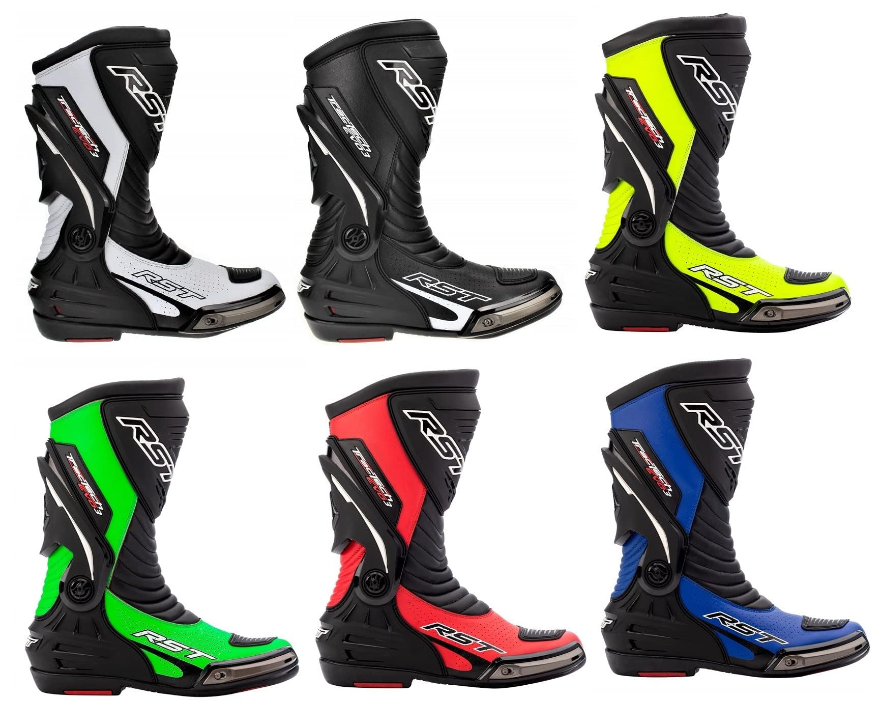 RST TRACTECH EVO III SPORT CE MENS BOOTS 2101 Motorcycle Motorbike Adult Sports Quad ATV On-Road Track Racing Touring Armour Boots - Blue Black - 9 UK