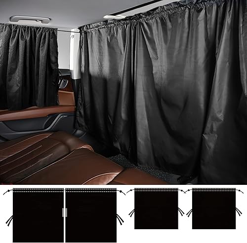Miniatura 2 de Juego de 3 cortinas de privacidad para automóvil, SUV, camioneta, incluye 1 divisor de asiento trasero y 2 cortinas divisoras de ventanas laterales