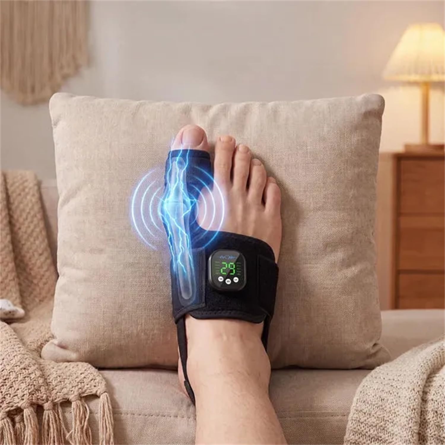 Hallux-Trainer Verstellbare Zehenschiene mit EMS-Mikrostimulation – unterstützt Fußkomfort bei Valgus, Ballenzehen und Hammerzehen