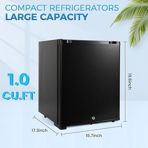 Miniatura 3 de HIPOPLLER Refrigerador compacto de 1.07 pies cúbicos, mini refrigerador silencioso, puerta reversible de 110 V con cerradura, enfriador de bebidas
