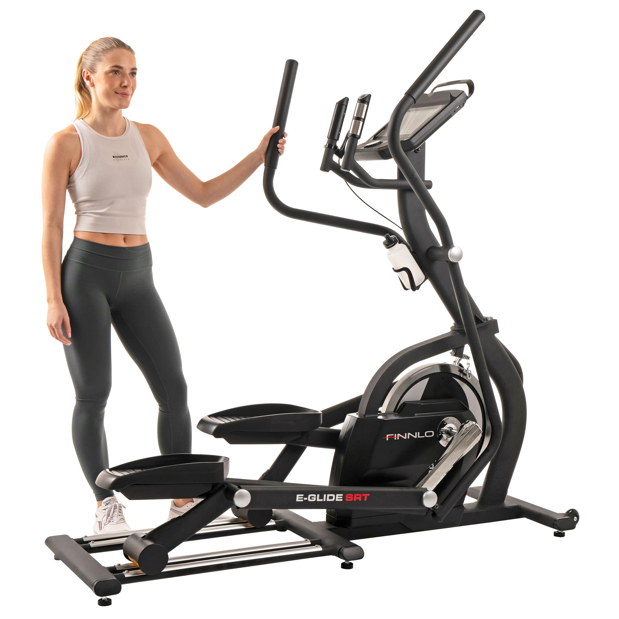 HAMMER Finnlo Ellipsentrainer E-Glide SRT – Profi Crosstrainer für Zuhause, 20 kg Schwungmasse, 16 Trainingsprogramme & Pulsmessung – effektives Ausdauertraining