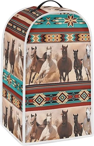Miniatura 3 de Cubierta de licuadora con patrón tribal azteca de caballos, cubierta plegable duradera a prueba de polvo, cubierta para electrodomésticos pequeños,