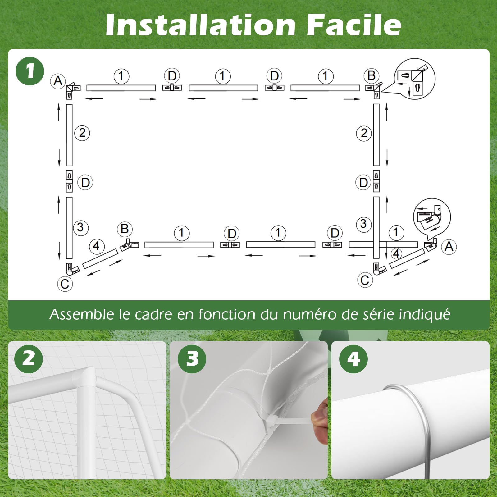 COSTWAY But de Football Extérieur avec Cadre UPVC Résistant
