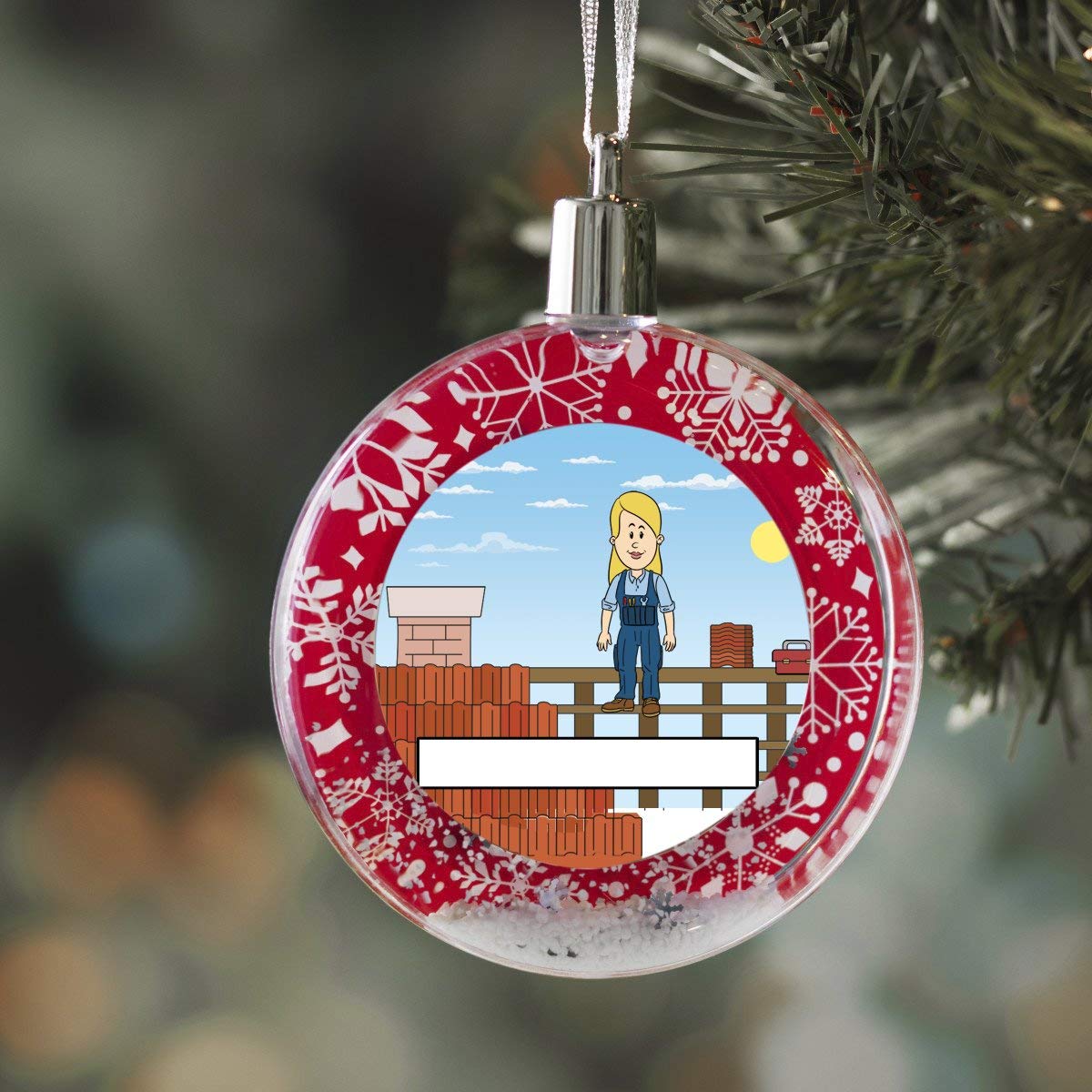 PrintedPerfection.com Personalized StoryLine Cartoon Caricature Snow Globe Christmas Ornament: RV Lover - Female