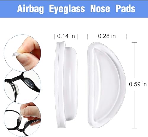 Miniatura 6 de Frienda Almohadillas adhesivas de silicona para la nariz, almohadillas antideslizantes para puente de nariz, 0.138 in0.4 pulgadas para lentes de sol