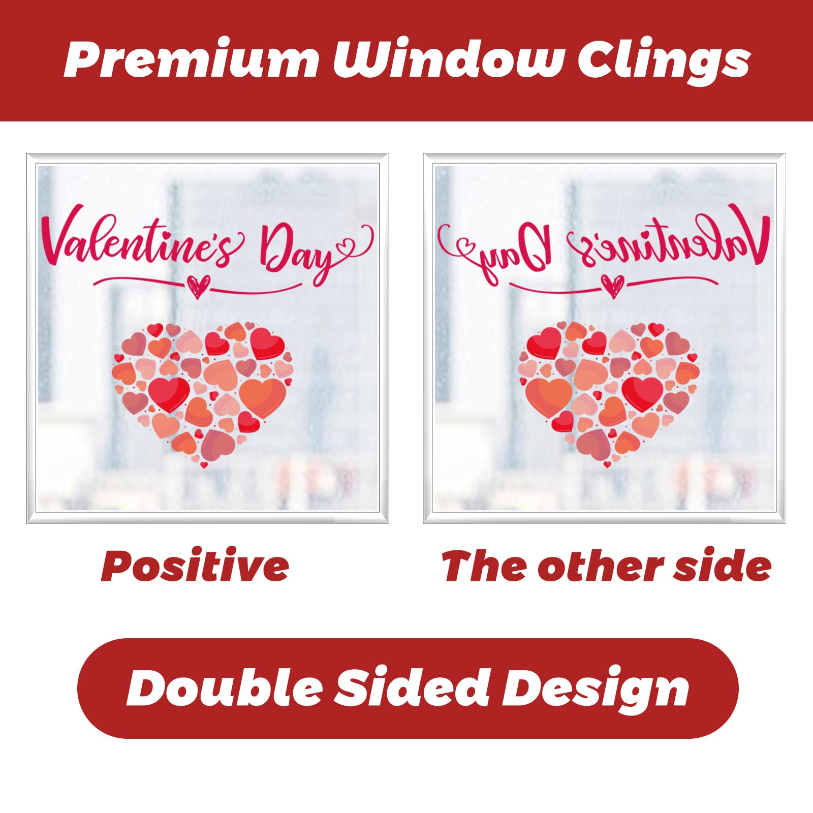 Pink Heart Window Snapklik.com : 9 Sheets Valentines Day Window Clings Decorations, Pink ...