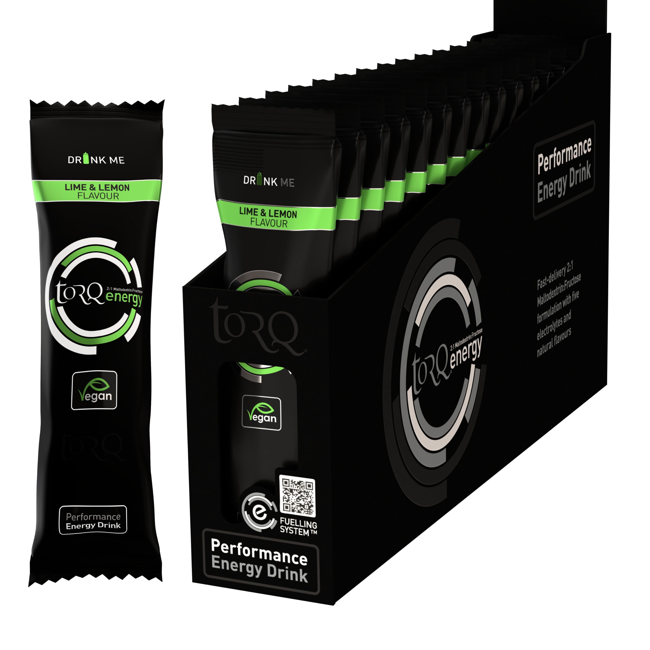 Torq Energy Drink Lemon & Lime Isotonic Energy Drink Powder - Electrolyte Powder Energy Drinks High Carbohydrates 30g per 500ml and Sodium - Single Serve Packs - Box of 15