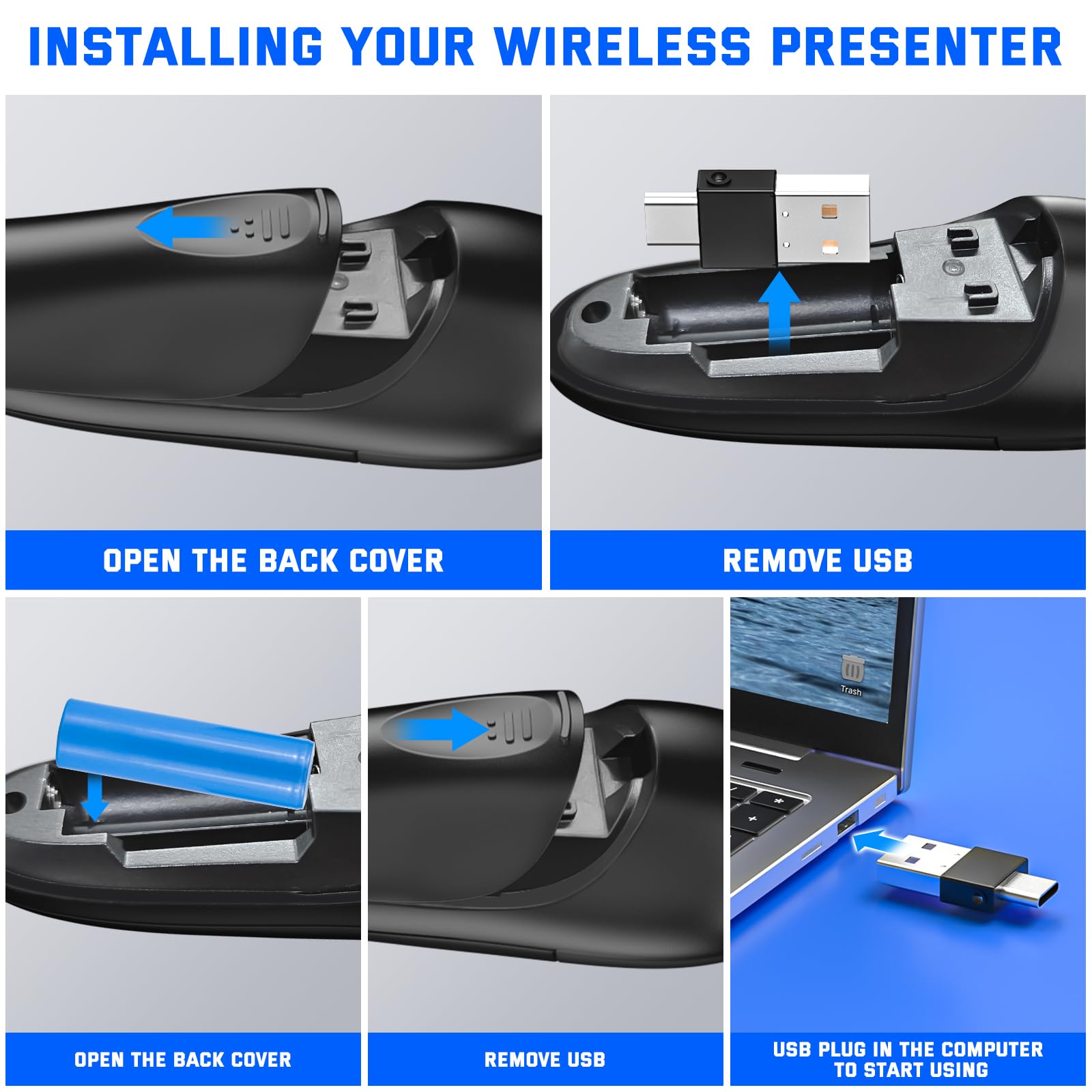 Wireless Presentation Clicker 2-in-1 USB Type C Presentation Clicker ...