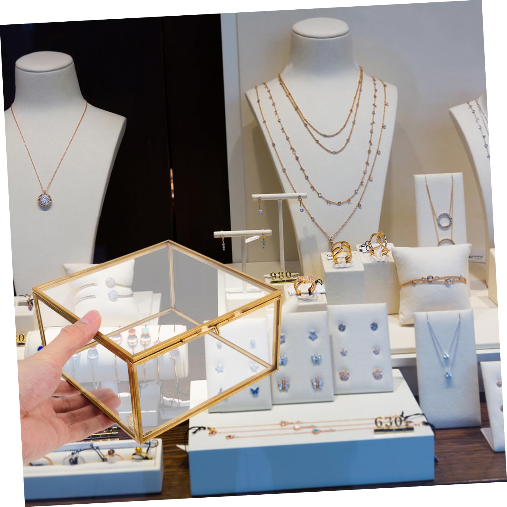 Caja De Almacenamiento De Joyería De Transparente Organizador Decorativo Para Accesorios Caja Lidded Para Exhibición y Almacenamiento De Bisutería y Cosméticos