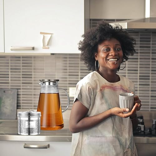 Miniatura 2 de Paquete de 2 filtros de té extra grandes para té de hojas sueltas y bolas de especias para cocinar sopa de acero inoxidable 304, colador de té de