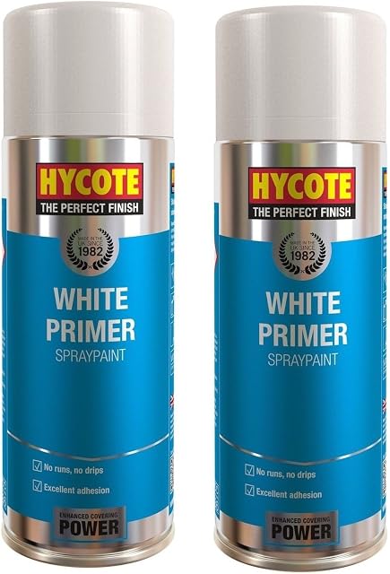 2 x Hycote White Primer Car, Van, Bike Spray Paint / Aerosol 400ml