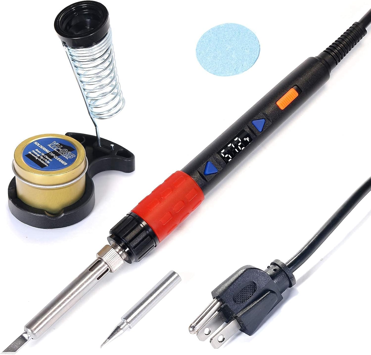 YIHUA 928D-III Hand Soldering Iron bundle with #08B Cleaning Kit with Brass Ball, and Accessories (6 Items)