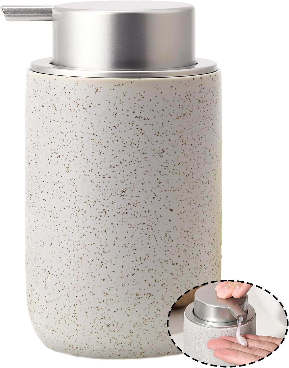 Bathroom Soap Dispenser,Grey Hand Soap Dispenser with Liquid Pump,12oz Kitchen Soap Dish Dispenser,Refillable Hand Lotion Dispenser for Bathroom