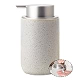 GIRLUFO Bathroom Soap Dispenser,Grey Hand Soap Dispenser with Liquid Pump,12oz Kitchen Soap Dish Dispenser,Refillable Hand Lotion Dispenser for Bathroom
