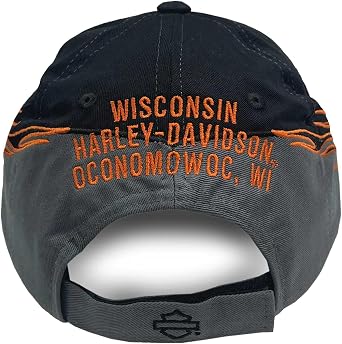 Harley-Davidson Men's Fiery Bar & Shield Logo Adjustable Baseball Cap, Black