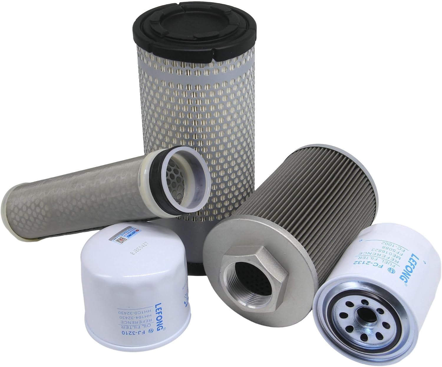 ST-1093 Filter Kit Fits Kubota KX040-4 Mini Excavator Replaces Air Outer RD158-42270, Hydraulic RD411-62210， Air Inner RD158-42280, Fuel 1J800-43172 / RD159-51020, Oil HH164-32430 (6Pcs)