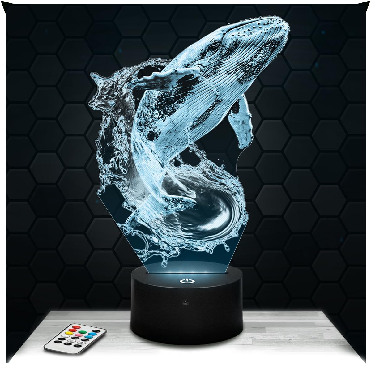 Lampephoto.fr - Whale 3D Lamp, Night Light 3D LED Illusion Lamp, Desk lamp Decor, Wild Animal, Gift idea for Boy's and Girl's Room, Night Light for Children's Bedroom, Original Christmas, Gift โ image 1
