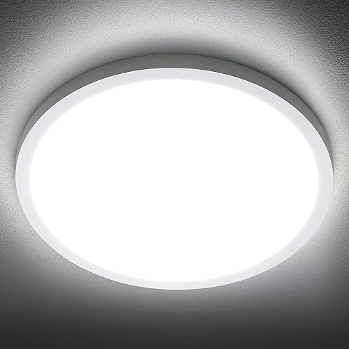 SunRider Lámpara de Techo LED de Montaje Empotrado, 6000K Blanco Frío, 2400LM, 30 cm 24W Luces Planas Redondas Modernas, Lámpara de Panel