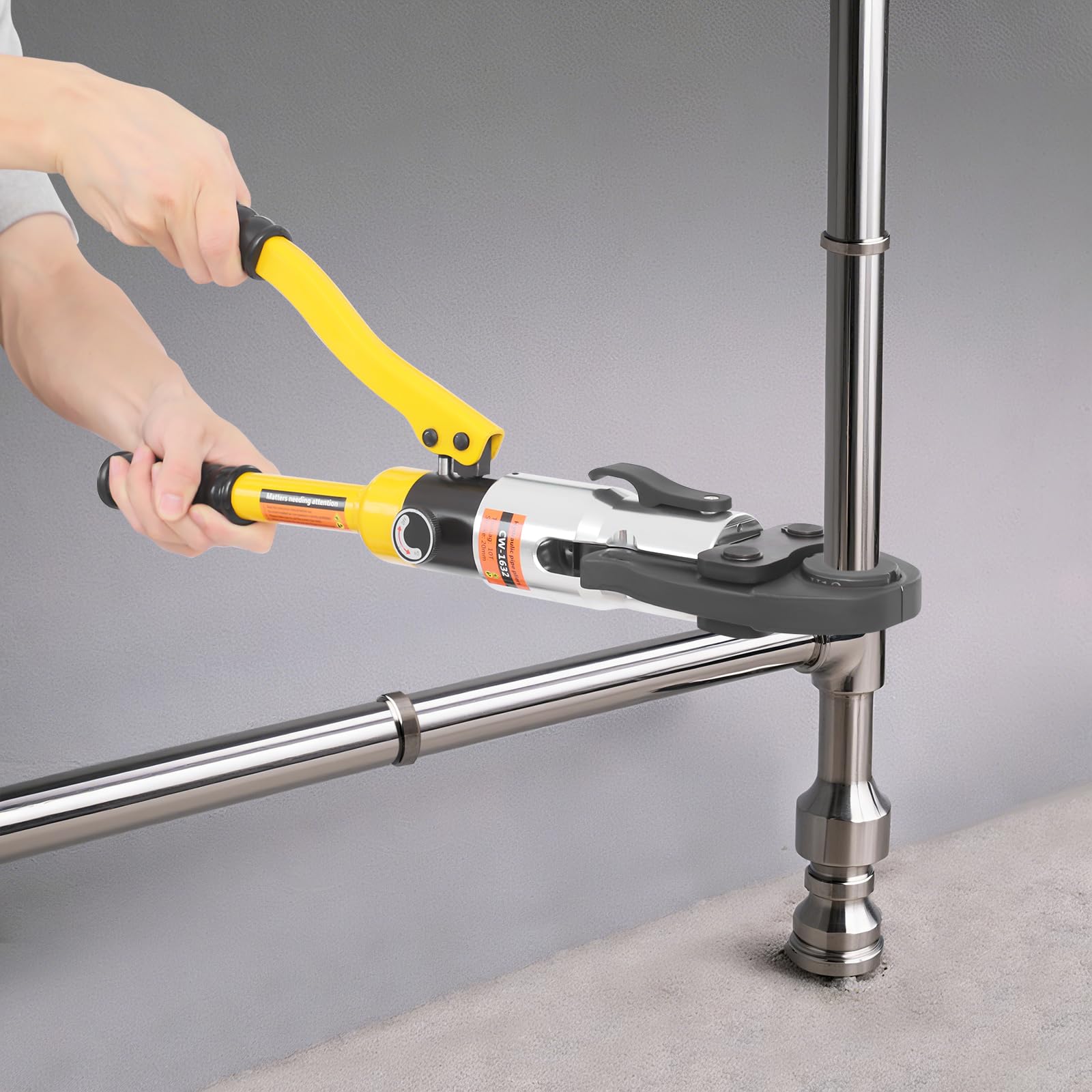 Pinza crimpatrice professionale 10T, con profilo a V, pinza crimpatrice idraulica, testa girevole a 360°, pinza pressatrice manuale per tubi in rame con V12, V15, V18, V22, V28