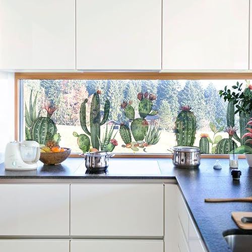 Miniatura 5 de Adhesivo de acuarela floral para ventana, adhesivo estático, calcomanías de ventana de doble cara manchadas para decoración de puertas de ventanas