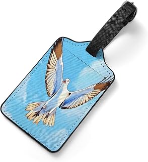 Seagulls in Flight PU Leather Luggage Tag for Suitcases | Travel Luggage Tag with Adjustable Strap Baggage Tags for Men Women Backpack Cruise Airport Travel Accessories Essentials
