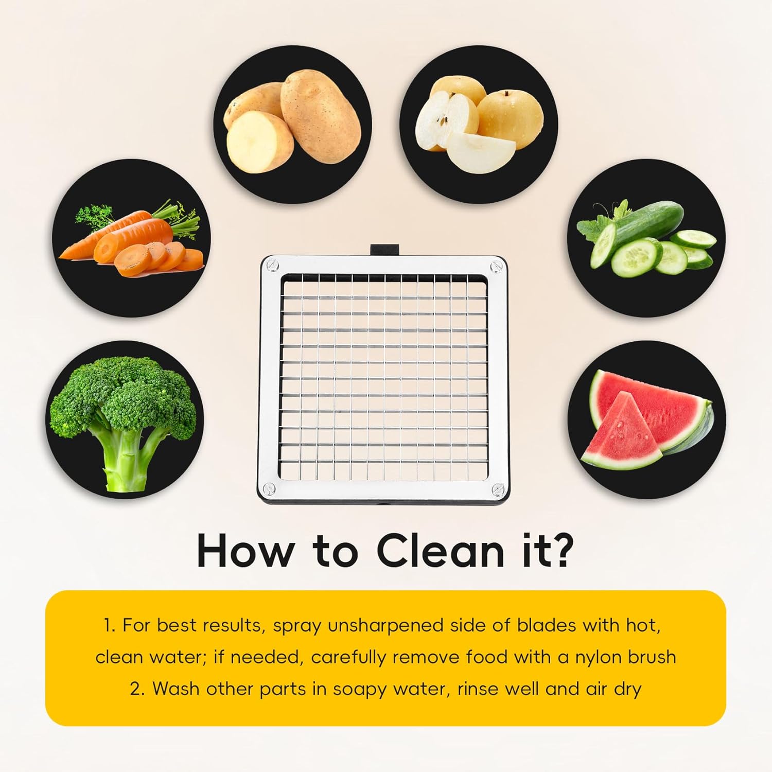 15062 1/4’’ Dice Replacement Blade Assembly, Direct Blade Assembly Replacement for 15000 1/4’’ Dice Manual Dicer, NFS-Certified 1/4’’ Blade Assembly Easily Cuts a Variety of Fruits and Vegetables