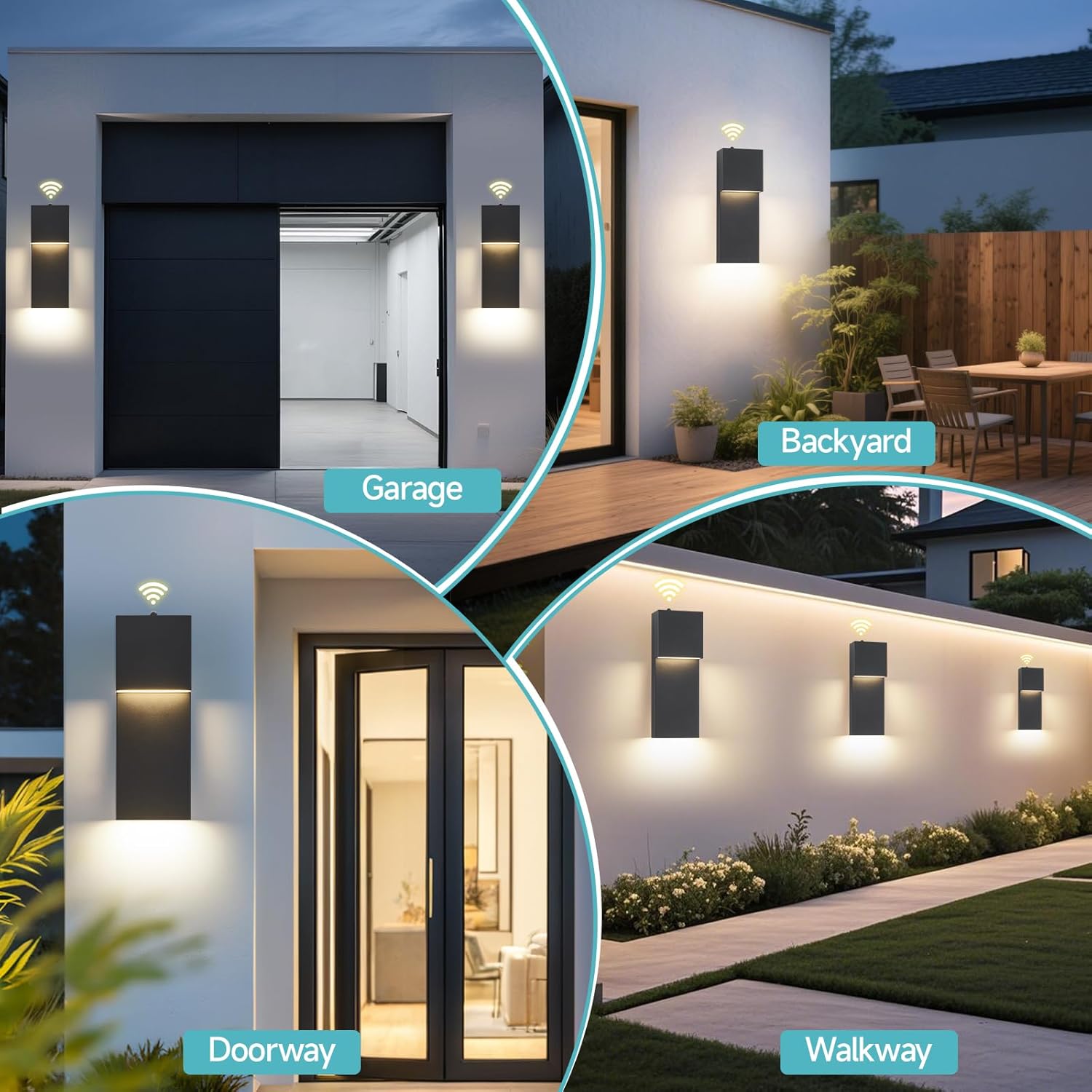 Modern LED Outdoor Wall Sconce, Dusk to Dawn Outdoor Lighting, Black Porch Lights Outside Wall Mount Lights for House Porch Garage, 15 Inch 3000K 1 Pack