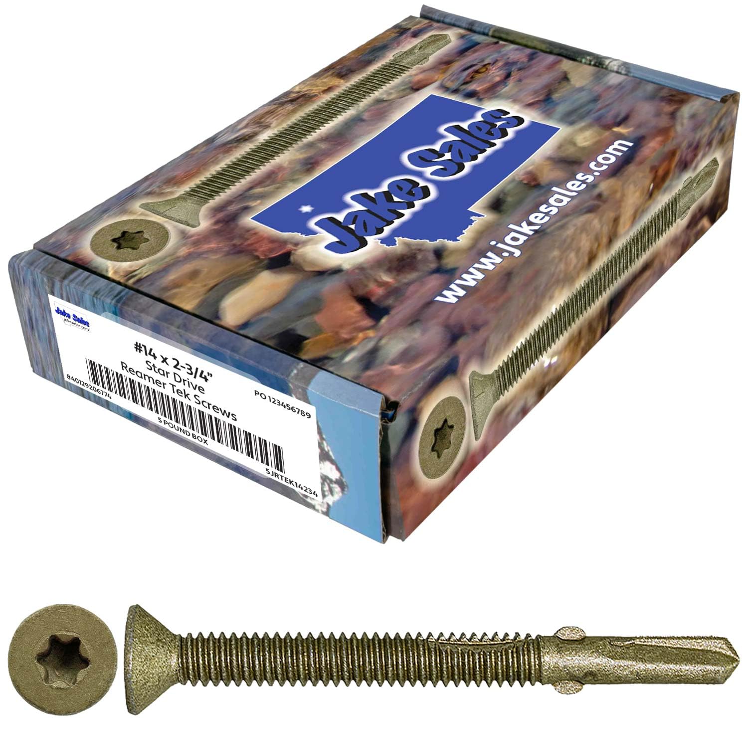 14x2-3/4 Reamer Tek Torx/Star Head Self-Drilling Wood to Metal Screws - for Flatbeds, Trailers - T-30 Torx Screw Head 5 POUNDS 170 Screws