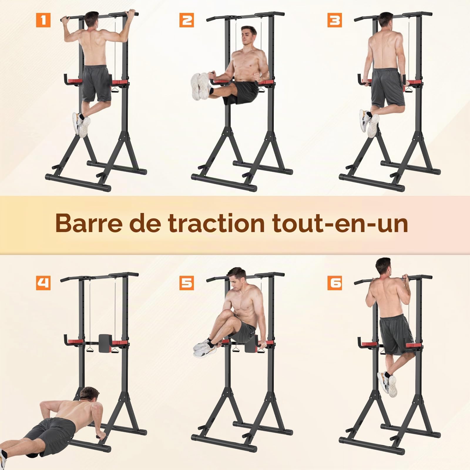 Dskeuzeew Power Tower - Station de musculation avec barre de traction - Multifonction - Pour la musculation à la maison