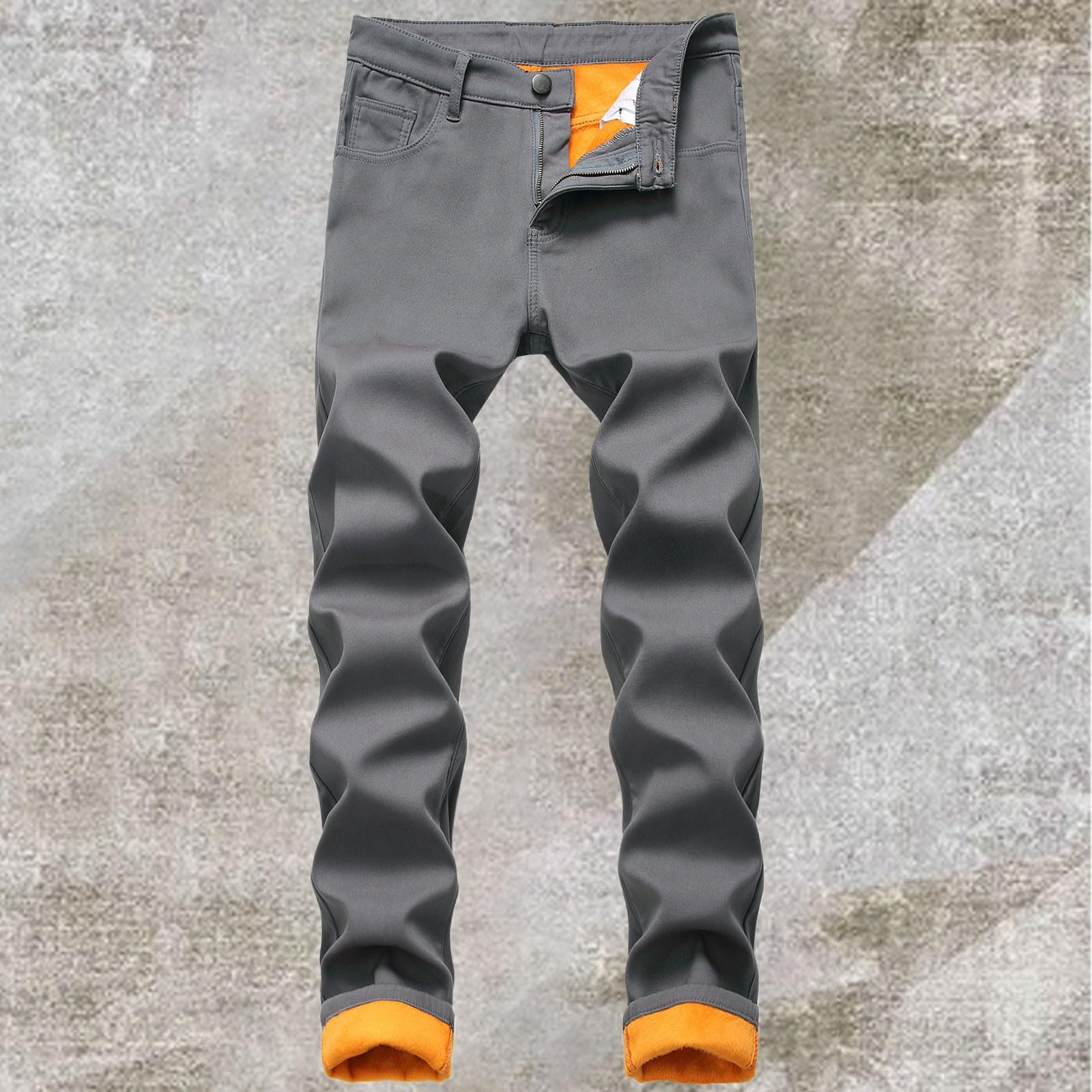 Pantalones de mezclilla ajustados para hombre, pantalones de mezclilla de invierno para hombre, con forro polar, térmicos, cónicos, pantalones ajustados y cálidos, color sólido, pantalones casuales