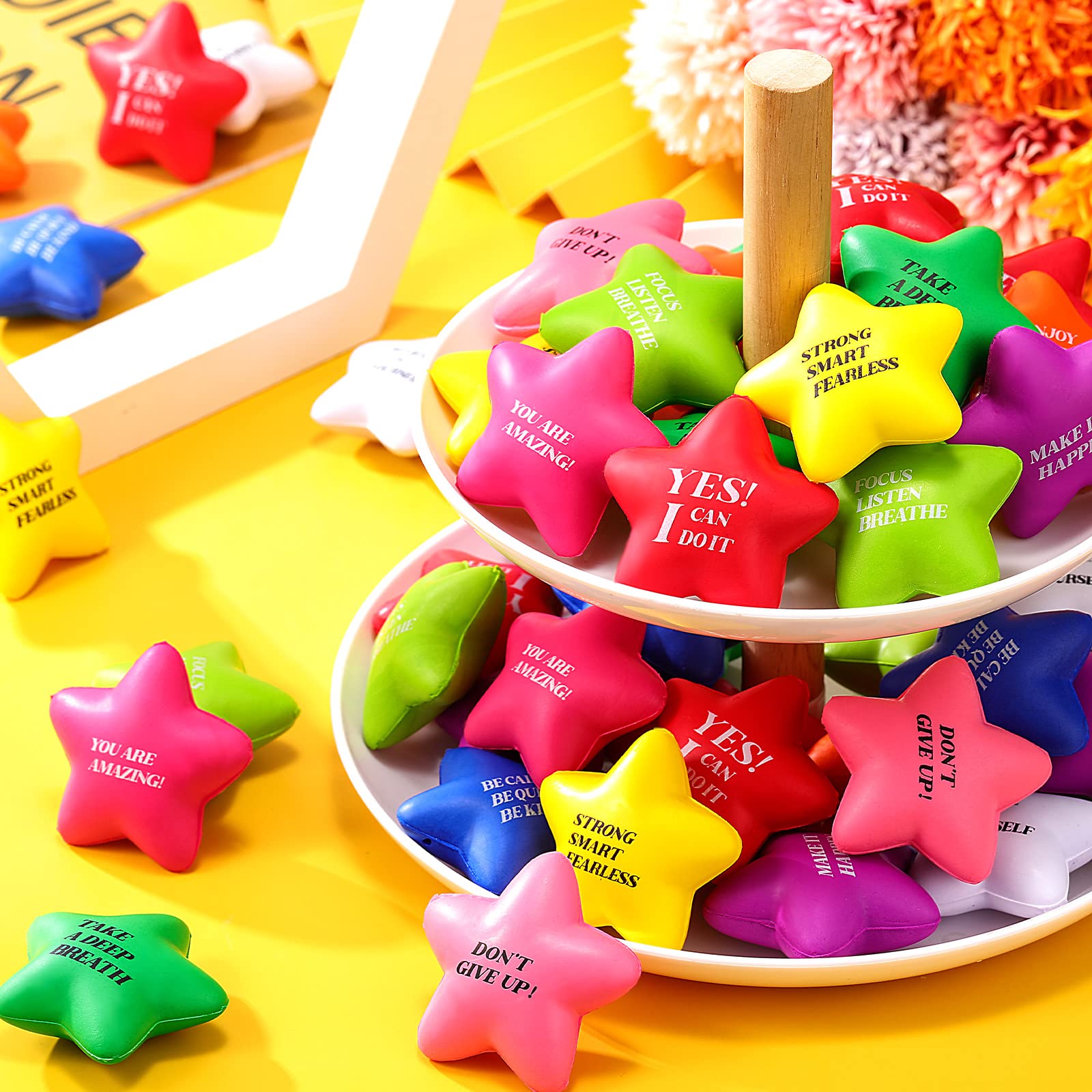 Ainiv Star Funny Face Stress Balls – 24 Stuks Anti-stress Ballen Voor Volwassenen En Kids, Grappig Stervormig Sensorisch Speelgoed Om Handen Te Trainen En Spanning Te Verlagen