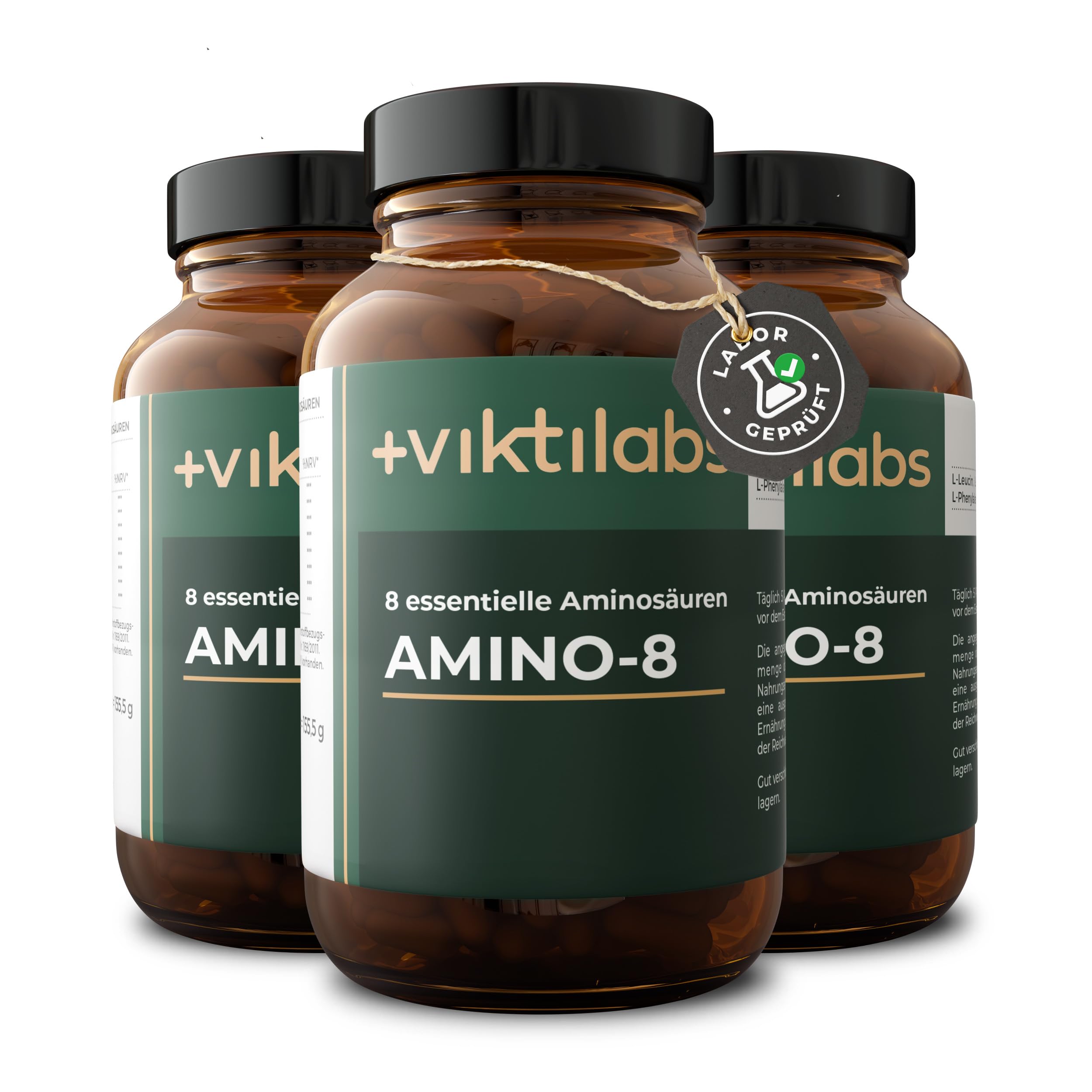 Amino 8 - Aminosäuren Komplex - Hochdosiert mit 998 mg Amino-8-Komplex pro Pressling - 5 Presslinge pro Tag - 150 vegane - ohne Zusatzstoffe