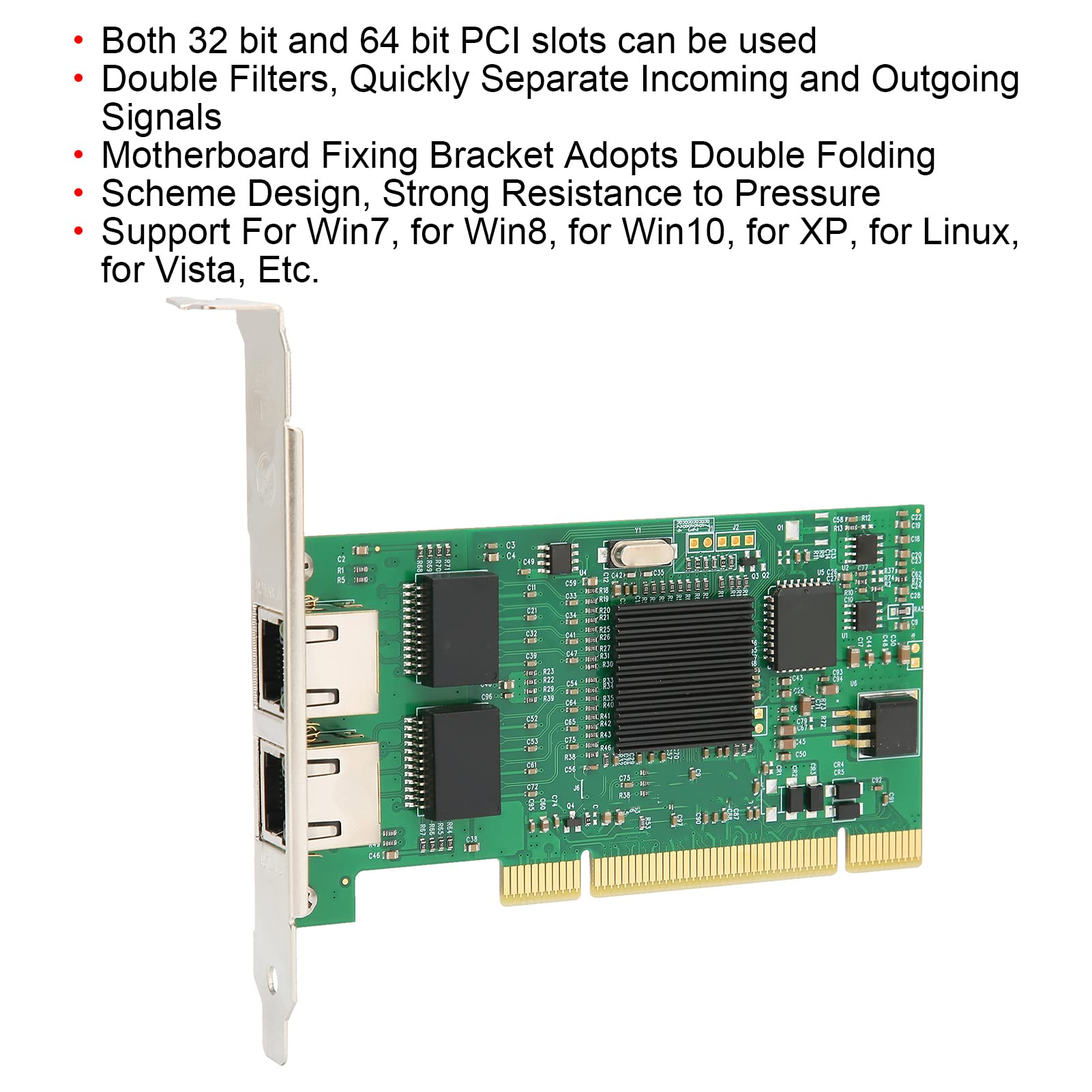 Schede di interfaccia di rete, PCB Scheda Gigabit Ethernet Doppio filtro PCI 2 Porte Gigabit Scheda di rete per Intel 82546 10/100/1000 Mbps per Win7 Win8 Win10