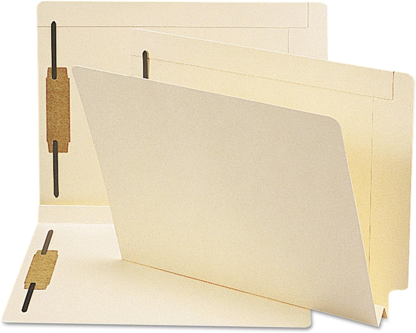 Smead Extra Capacity End Tab Fastener File Folder, Shelf-Master® Reinforced Straight-Cut Tab, 2 Fasteners, 1-1/2" Expansion, Letter Size, Manila, 50 per Box (34276)