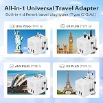 7 en 1 Adaptateur de prise de voyage internationale mondiale - Puissant GaN Technologie 70W avec 3X USB-C et 2 USB-A Ports Cruise Approuvé, Adaptateur de Voyage Universel 100V-250V A/C, EU US UK AUS Asie