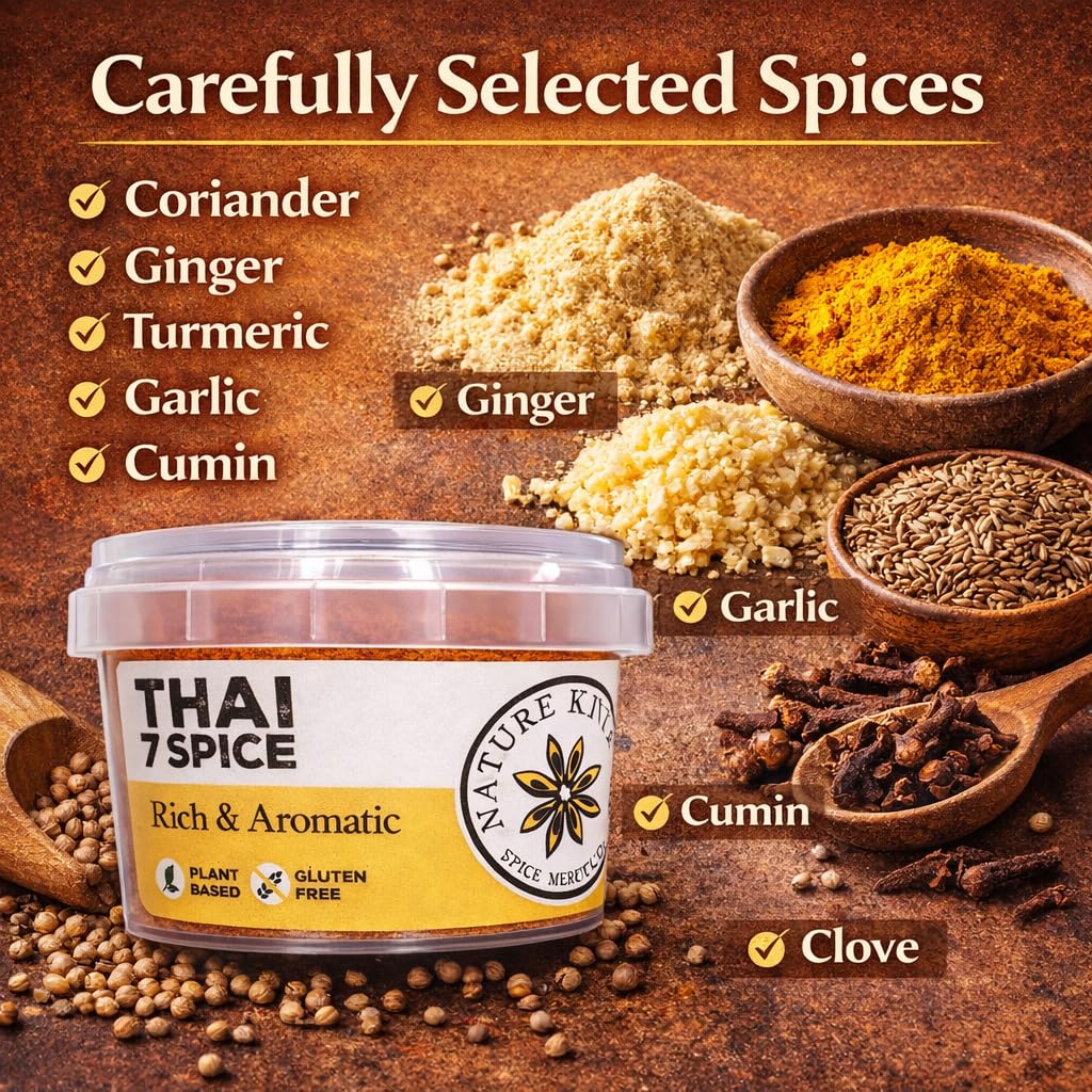 Nature Kitchen Thai 7 Spice Blend 60g, Premium Aromatic Seasoning in Airtight Stackable Pot, Gluten Free Vegan Spice for Thai Curries Stir Fries Soups Marinades and Asian Cooking - 3