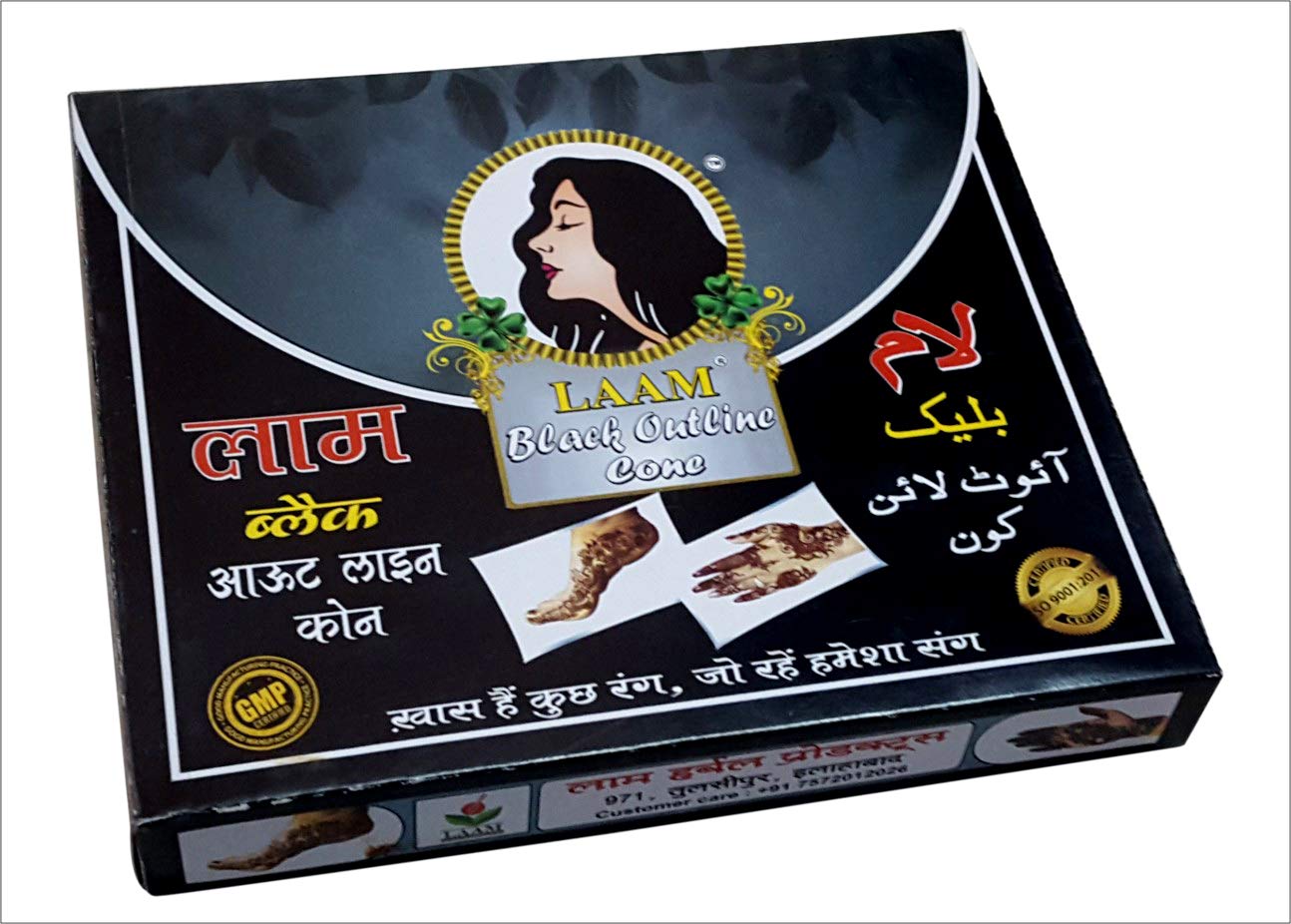 Laam Herbals Black Henna (Mehndi) Cone | Fast Henna | Natural & Organic | For Body Tattoo & Art | Chemical Free | No Side Effects-image-37