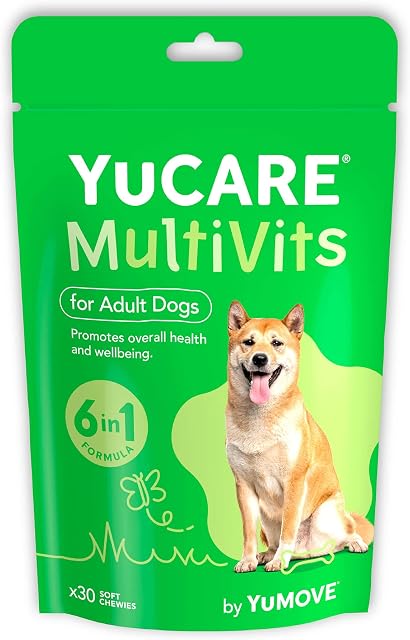 Lintbells YuCARE MultiVits Supplement for Adult Dogs, 6-in-1 Daily Vitamins for Dogs Aged 4-7, 30 Multivitamin Chews, White