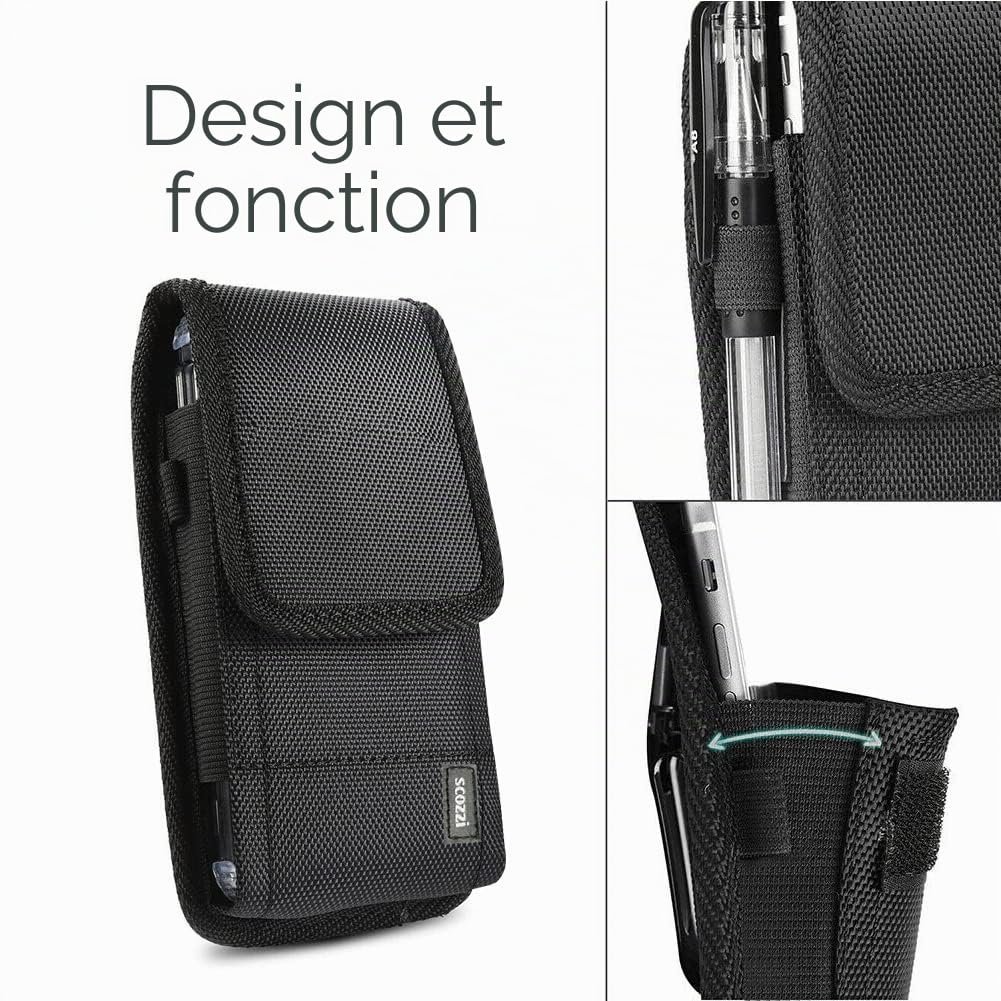 Étui de Ceinture (XL) Pochette Téléphone Holster Verticale Horizontal Smartphone p.e. Compatible avec Samsung S24 S23 S22 A55 A54 A35 pour iPhone 15 14 13 12 11 XR FE Plus Ultra Max Lite Pro