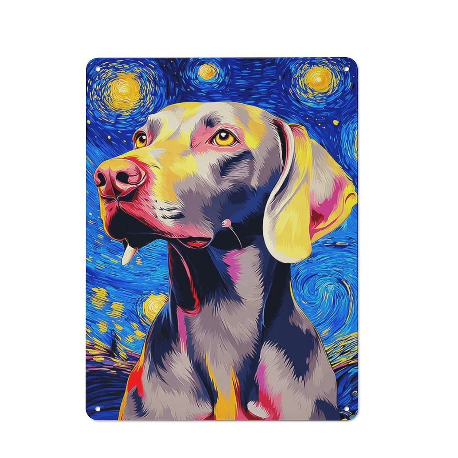 Junmoney Starry Night Dog Portrait -17 Vintage Metal Sign 40X30cm For Bar Or Restaurant, For Vintage Wall Decor Fans, For Living Room And Hallway Decor