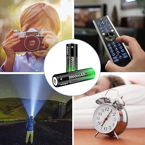 Miniatura 2 de Paquete de 6 baterías recargables 18650 3.7 V 18650 batería recargable de litio 3.7 voltios botón superior para linternas, faros, etc