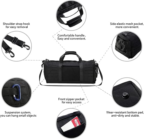 Miniatura 6 de Bolsa de lona táctica militar de 40 L, bolsa de gimnasio, bolsa deportiva de viaje, entrenamiento de fitness, lona impermeable con compartimento