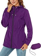 Rapbin Regenjacke Damen Wasserdicht Atmungsaktiv Leicht Outdoorjacke Windbreaker Packbare Regenmantel mit Kapuze ​Windjacke Wandern Regenjacken