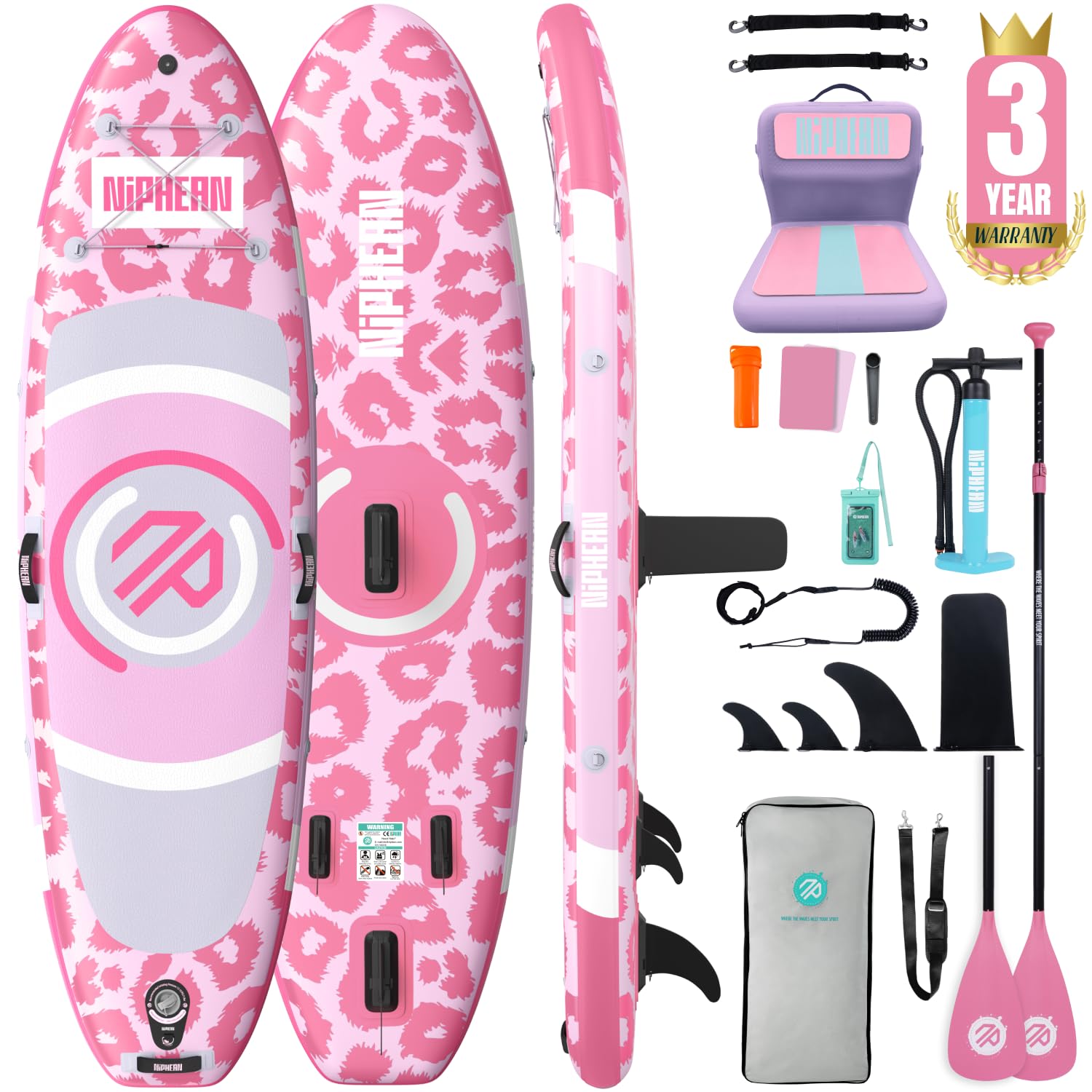 Niphean 10' Inflatable Paddle Board, Ultra-Light SUP for Beginners