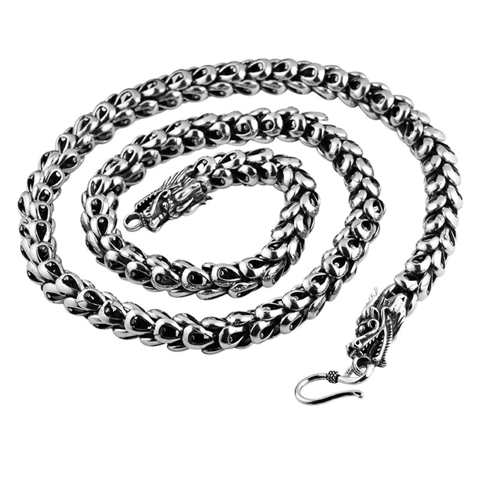 Collar de plata 925 maciza con cadena de dragones para hombre, hipoalergénico