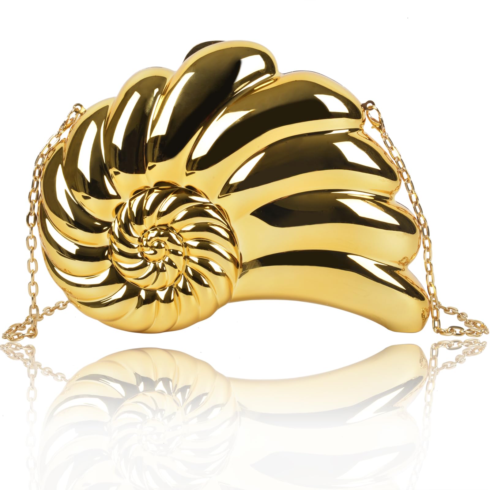 QZUnique Gold Silver Purse Clutch for Women - Acrylic Evening Bag with Detachable Chain, Formal Wedding Party Dressy Handbag